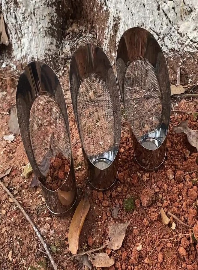 ليزنيرزم مجرفة حديقة من الفولاذ المقاوم للصدأ، منخل، مجرفة تربة نباتية، دلو منخل، مجرفة رمل شاطئ، منخل، مغرفة تربة بونساي، منخل حديقة، مصفاة، منخل رمل (فضي، صغير) - Image 4